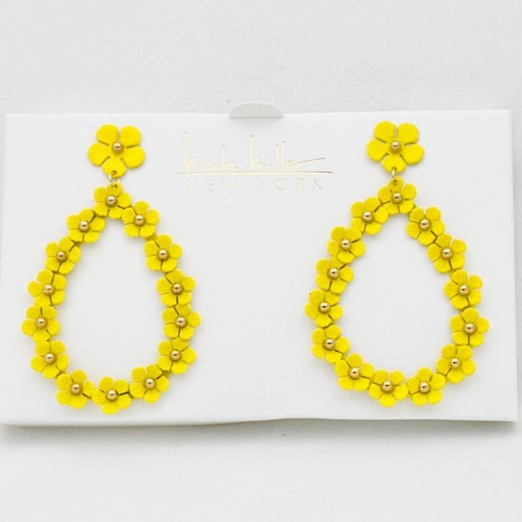 Nicole Miller New York Boho Faux Leather Floral Earrings - New in Box - Picture 2 of 7